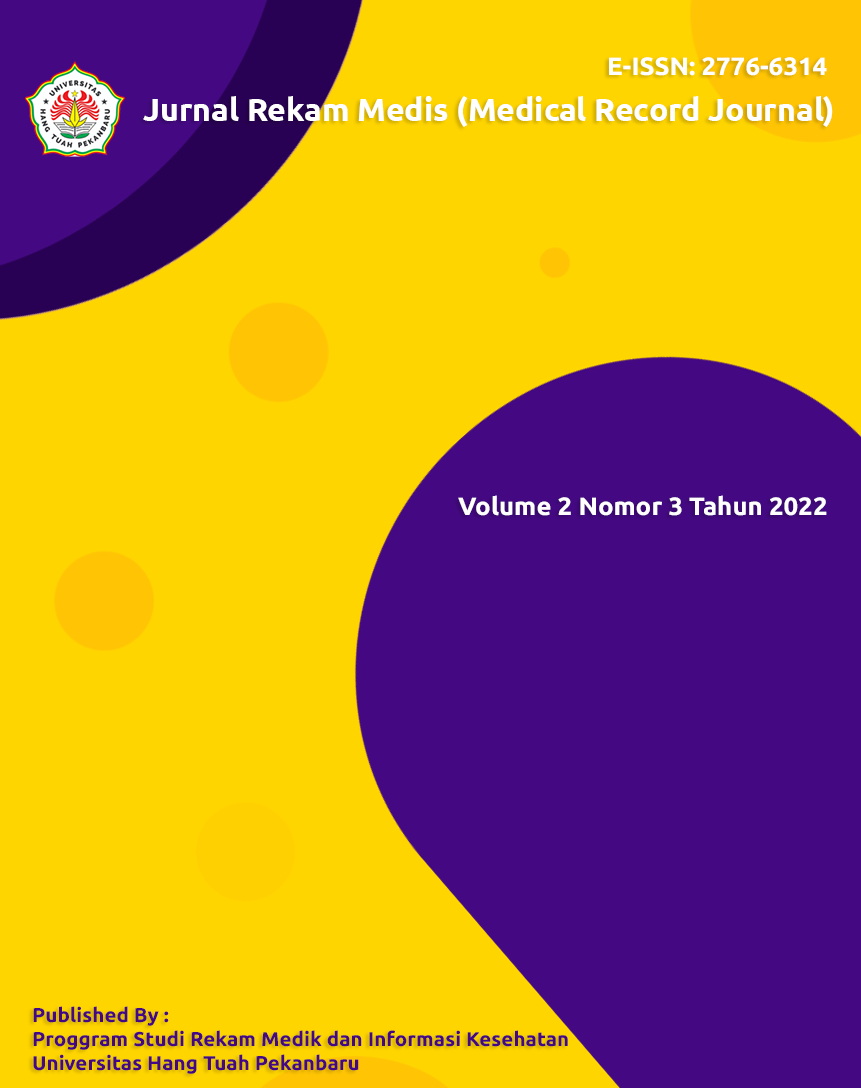 					View Vol. 2 No. 3 (2022): Jurnal Rekam Medis (Medical Record Journal)
				